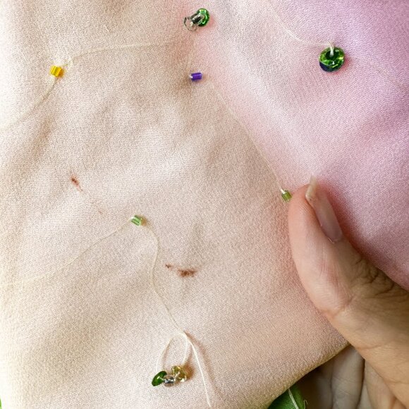 Vintage Pink Strapless Beaded Ruffle Asymmetric High Low Midi Prom Dress Size M - Picture 13 of 14